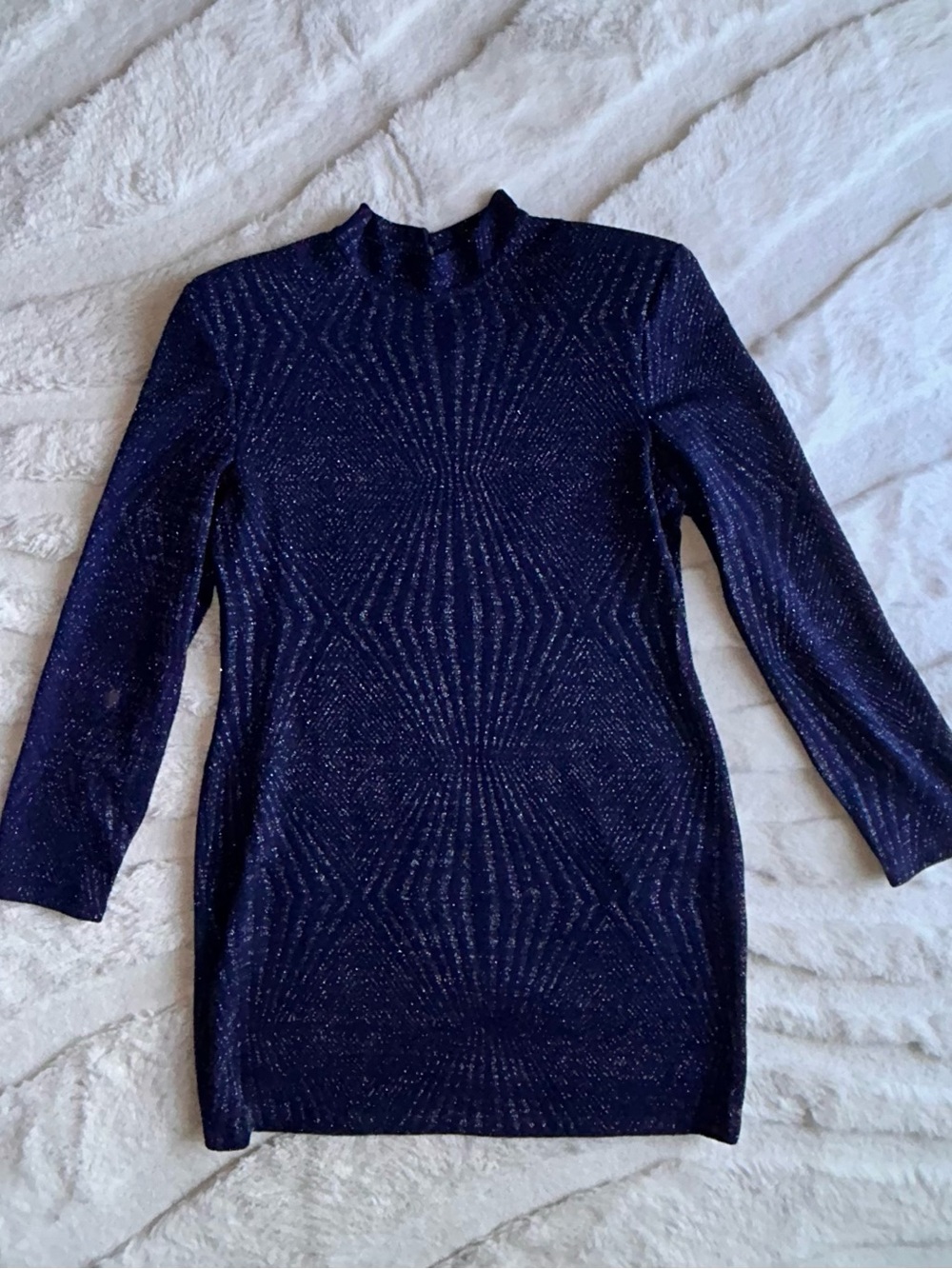 B Darlin Navy Sparkle Long Sleeve Bodycon Dress